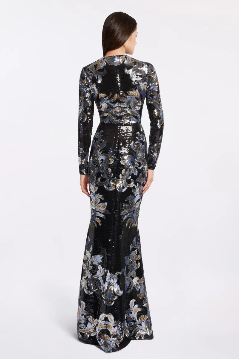 Sequined Embroidered Maxi Dress