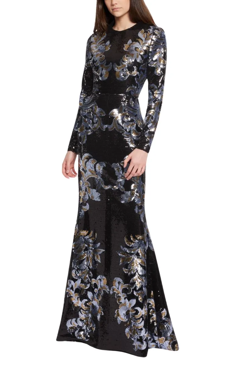 Sequined Embroidered Maxi Dress