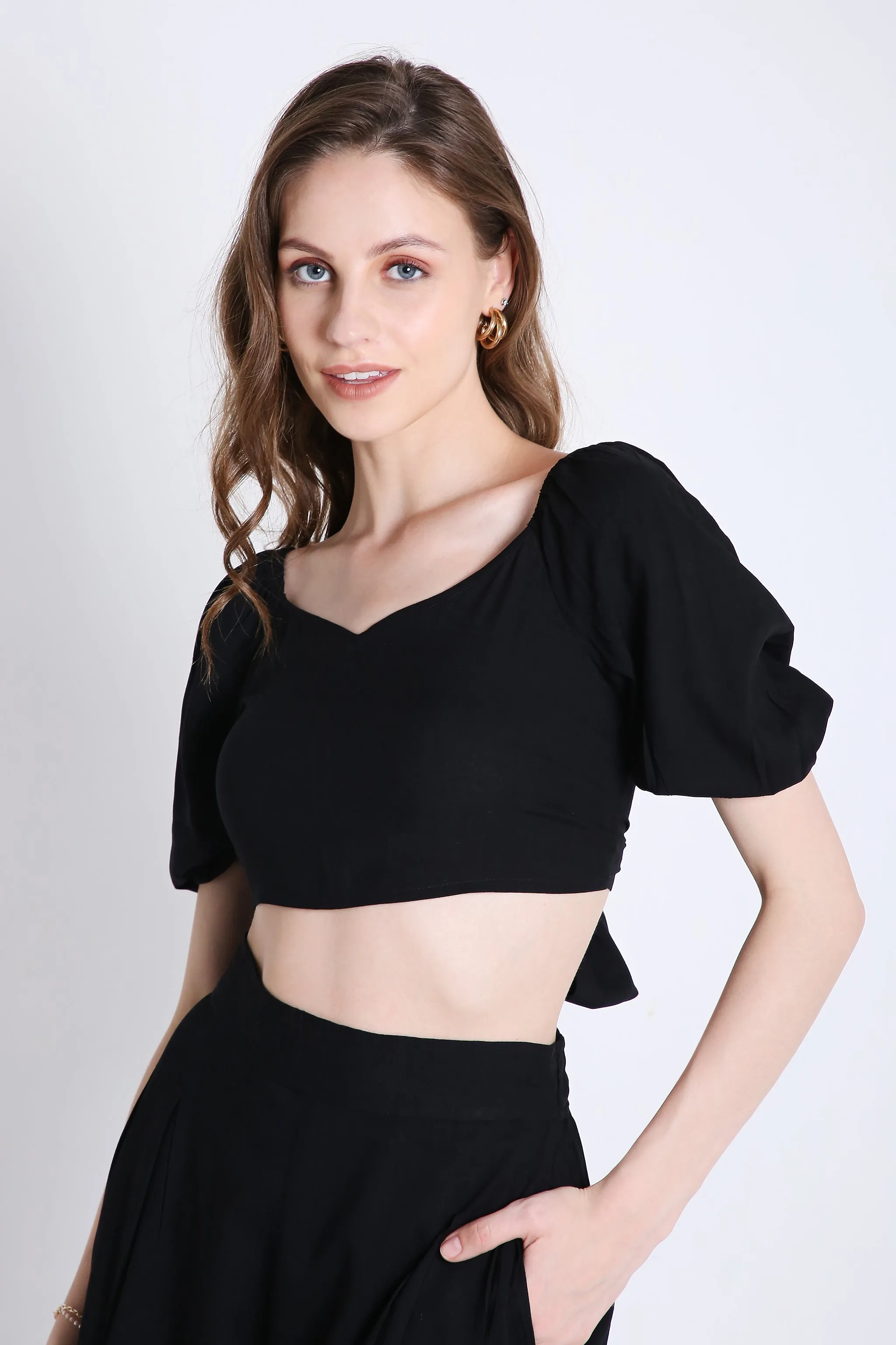 Short Sleeve Black Crop Top French Theory