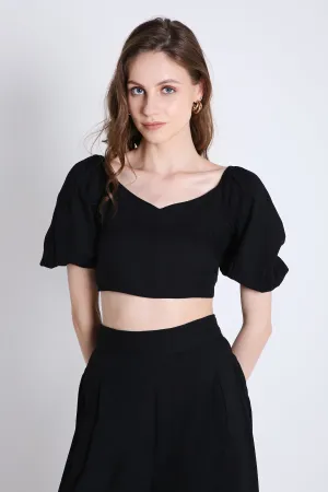 Short Sleeve Black Crop Top French Theory