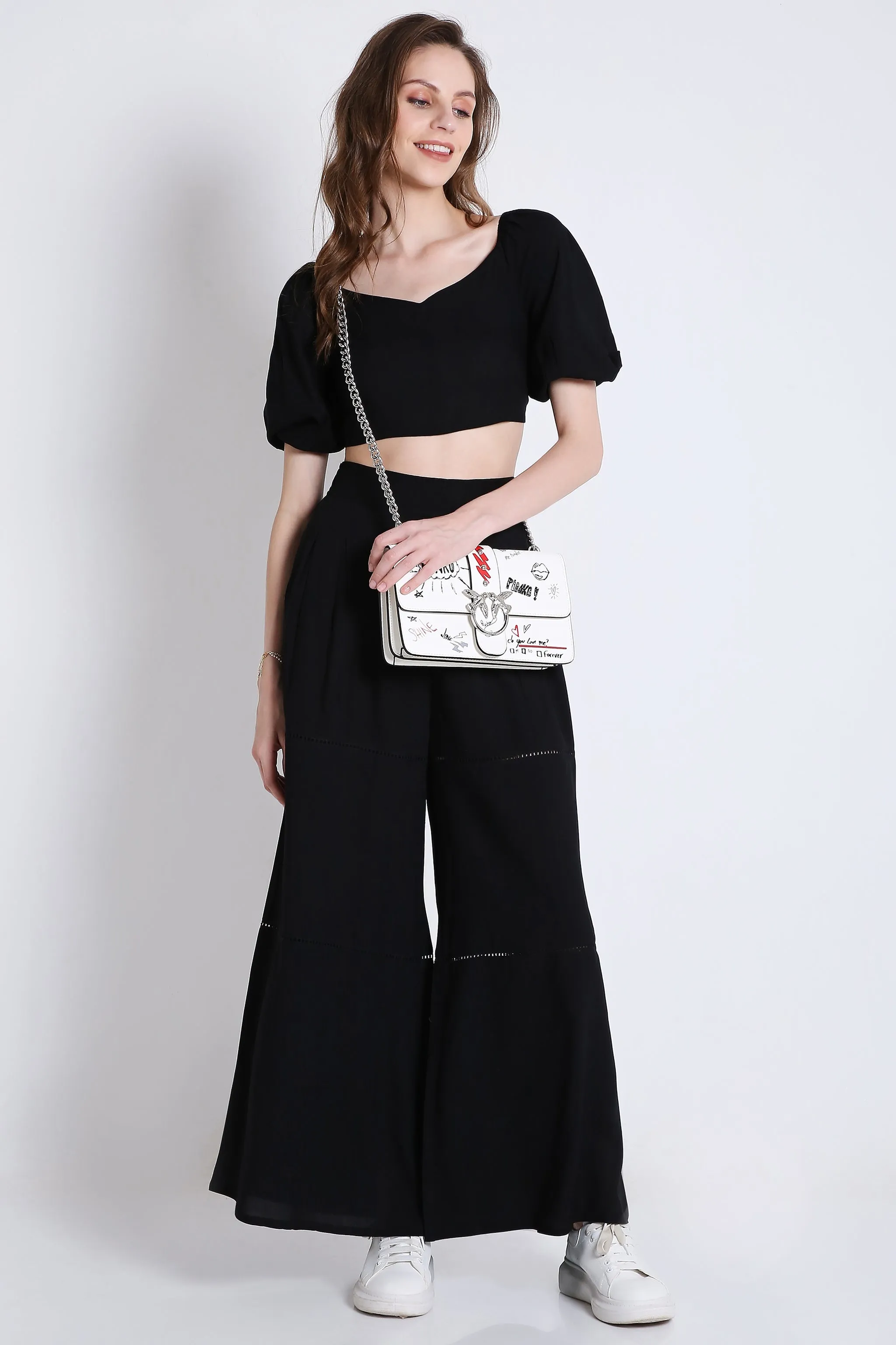 Short Sleeve Black Crop Top French Theory