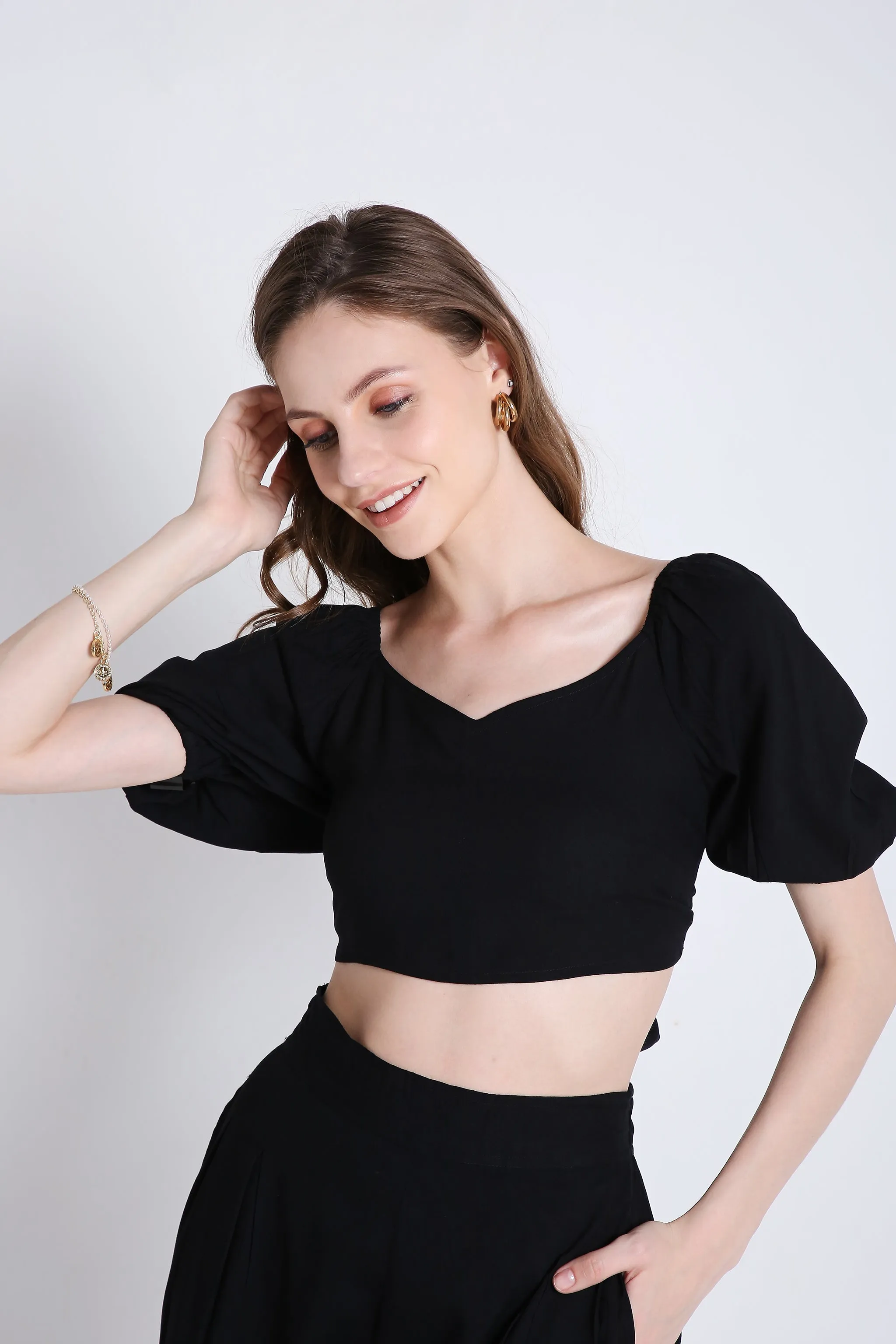 Short Sleeve Black Crop Top French Theory