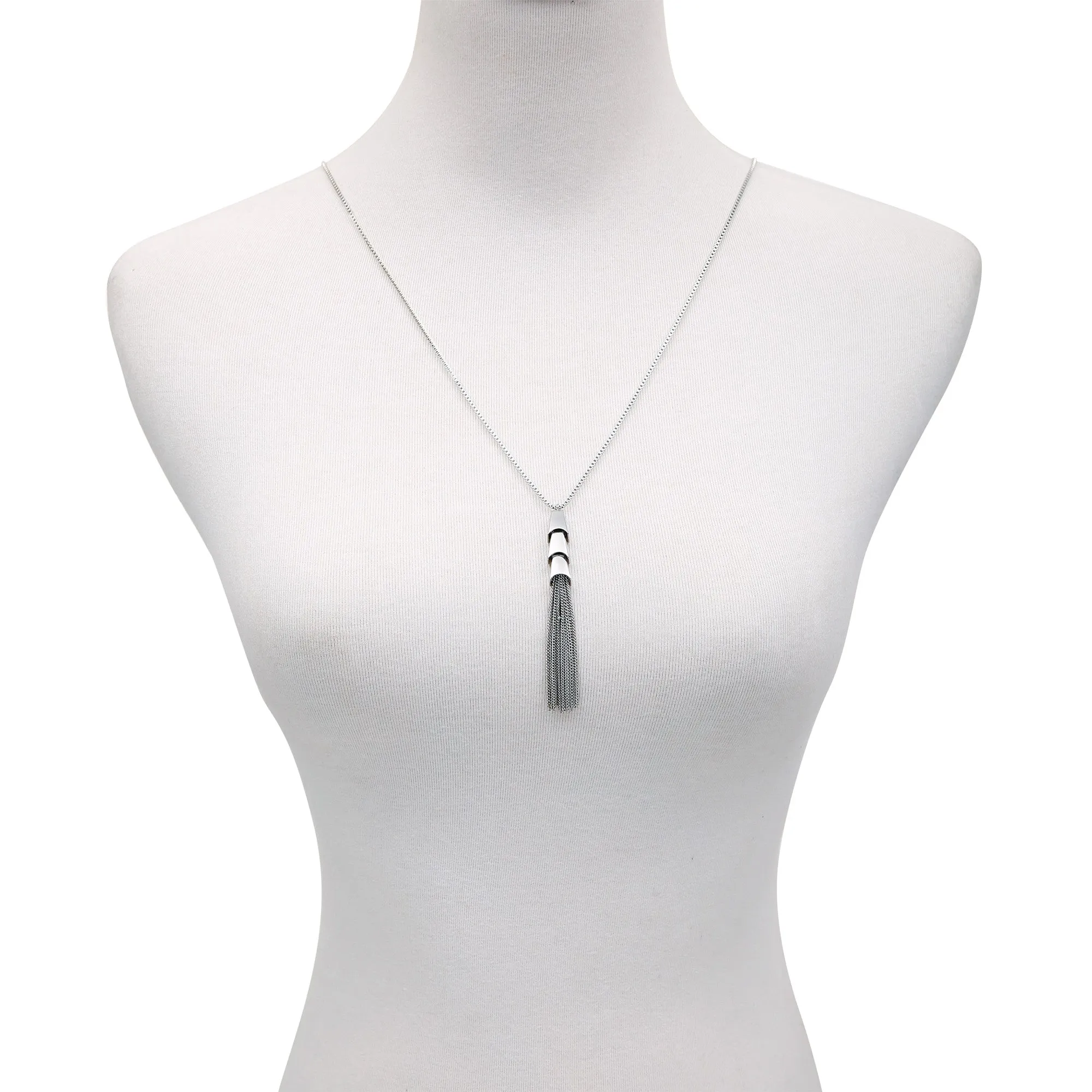 Silvertone Tassel Pendant Necklace