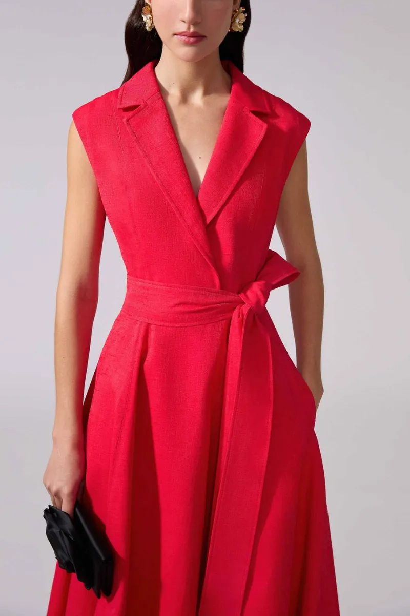 Sleeveless Belted Trench Dress