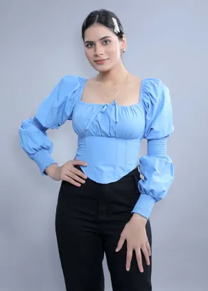 Slim Fit Puff Sleeve Crop Top French Theory