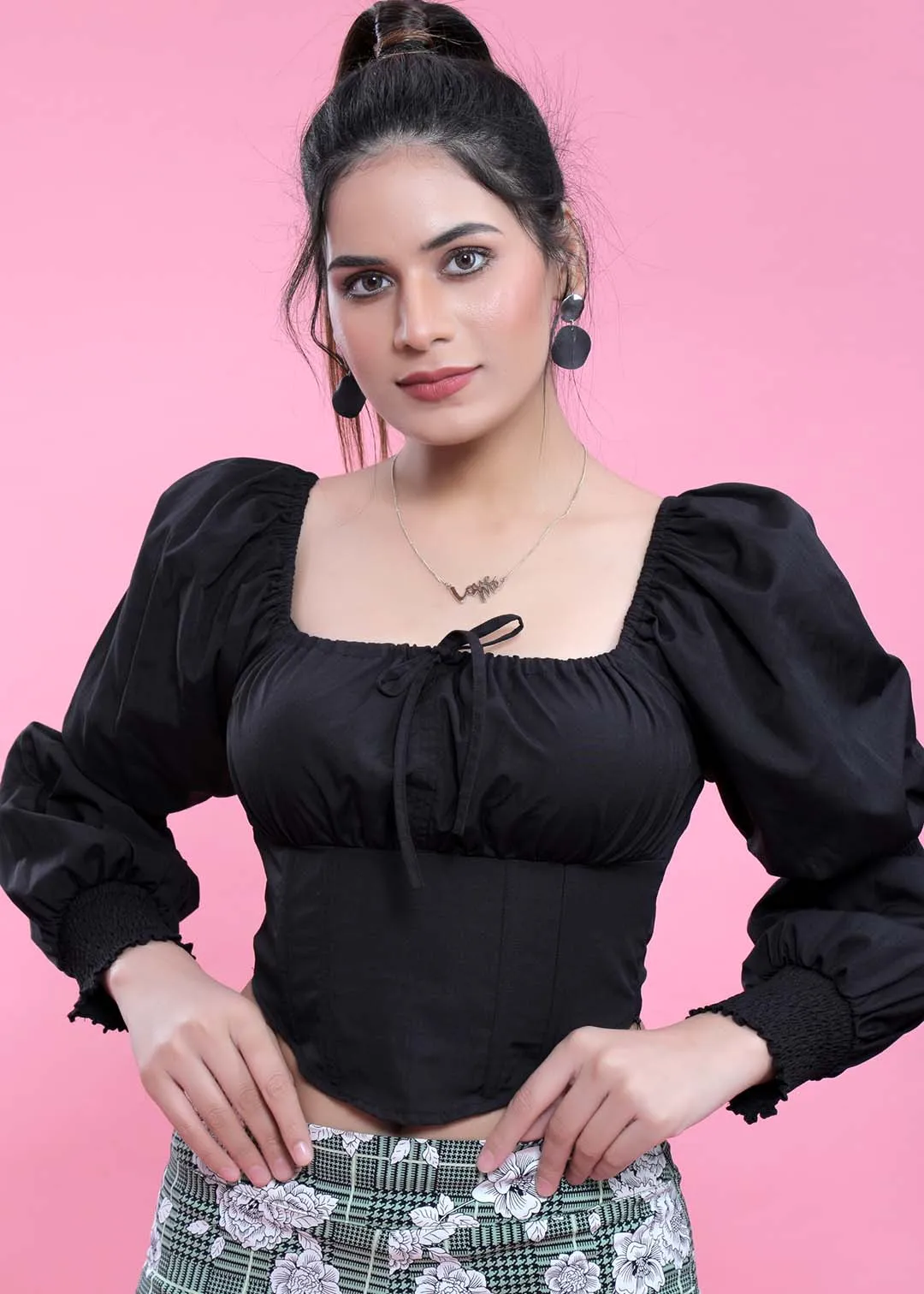 Slim Fit Puff Sleeve Crop Top French Theory
