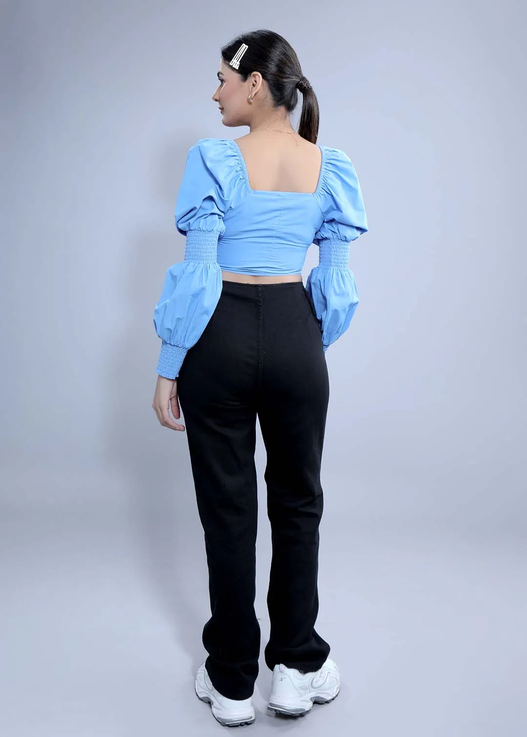 Slim Fit Puff Sleeve Crop Top French Theory