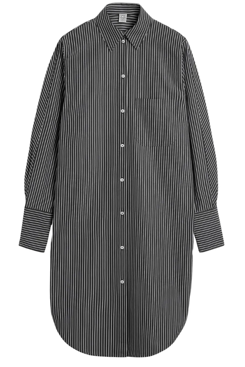 Striped Kimono-sleeve Shirtdress