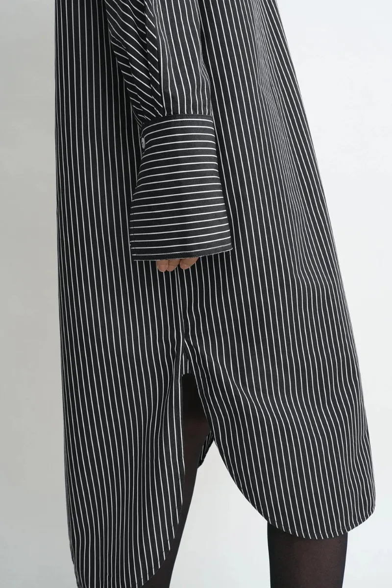Striped Kimono-sleeve Shirtdress