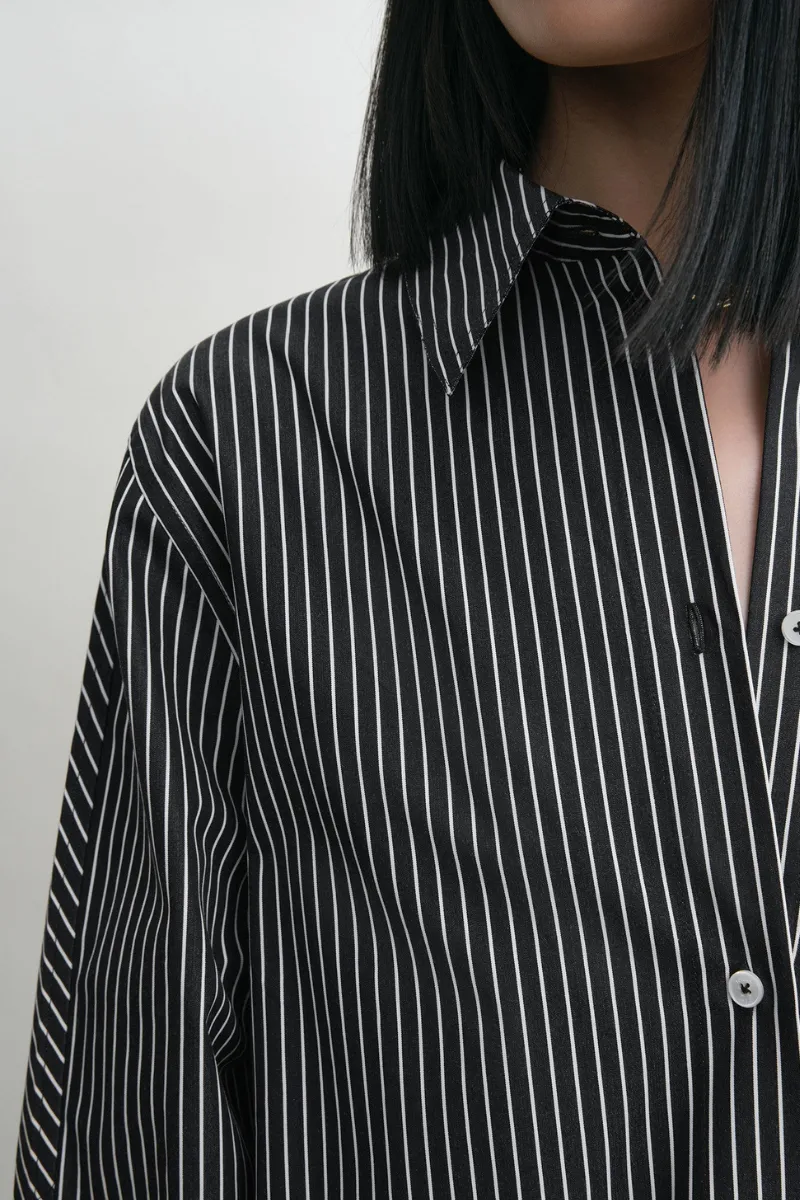 Striped Kimono-sleeve Shirtdress