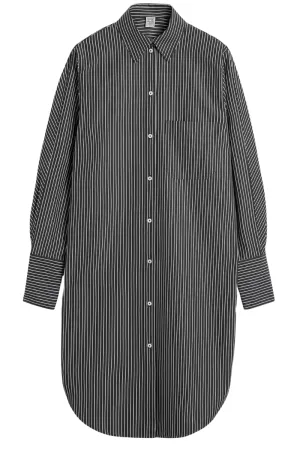 Striped Kimono-sleeve Shirtdress
