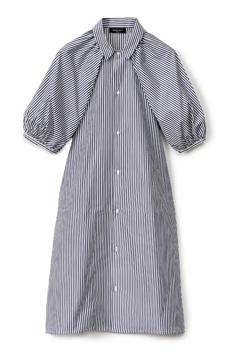 Striped Poplin Shirt Dress