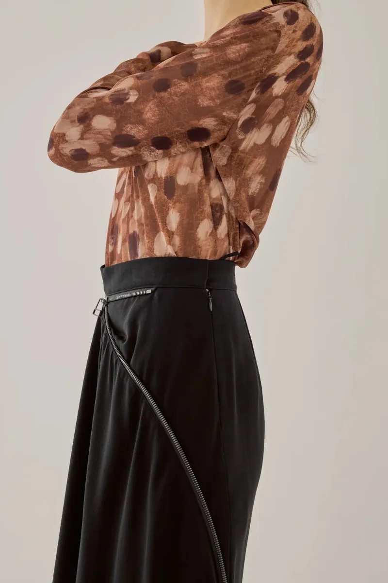 Valma Asymmetric Zip Skirt