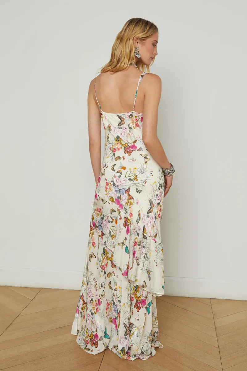 Viola Silk Cowl-Neck Gown
