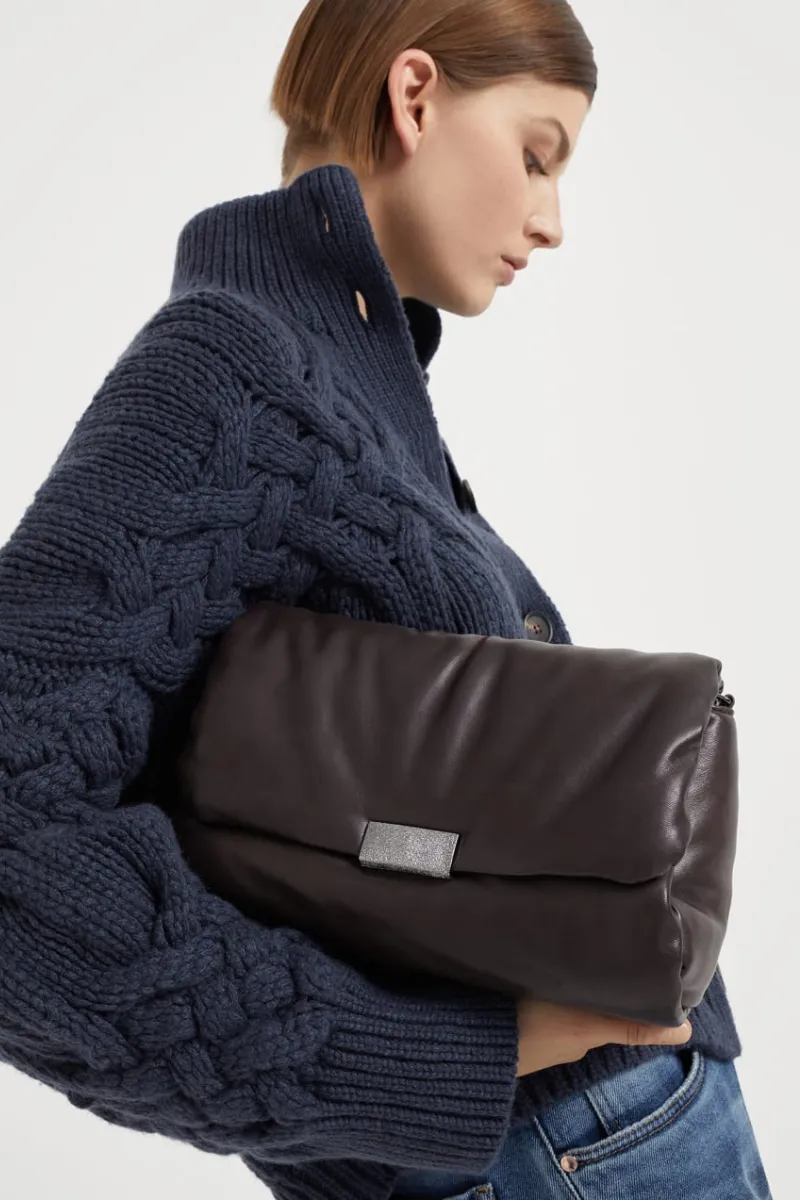 Wet Effect Nappa Handbag