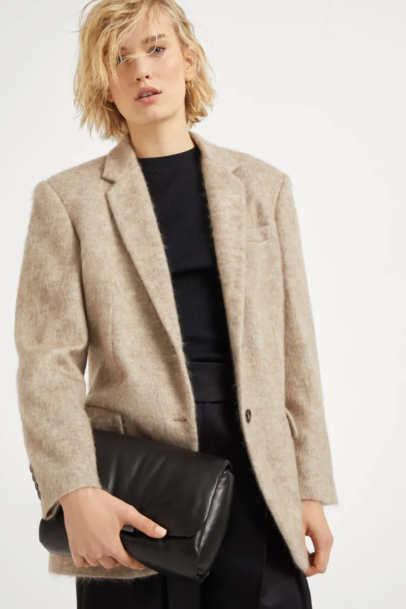 Wet Effect Nappa Handbag