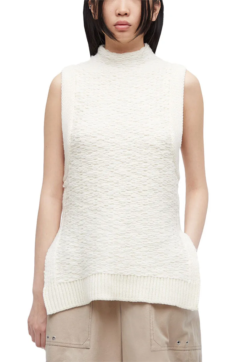 Wool Jacquard Mockneck Top