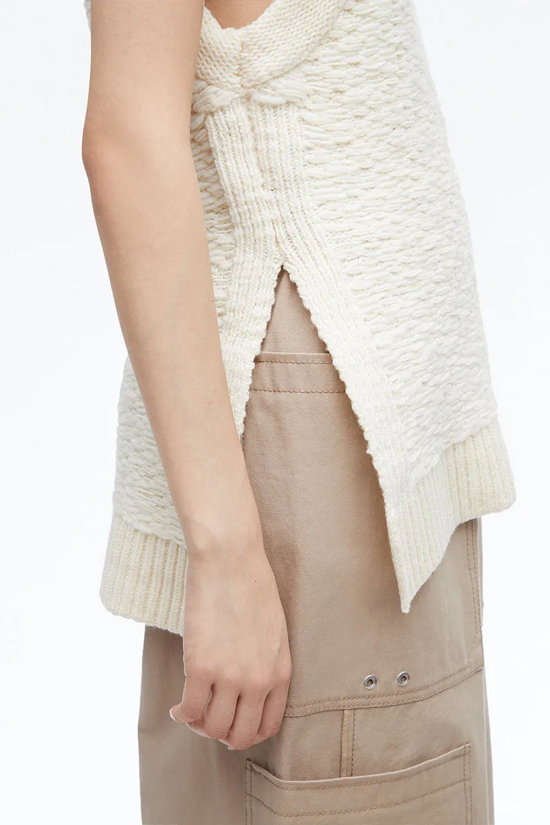 Wool Jacquard Mockneck Top