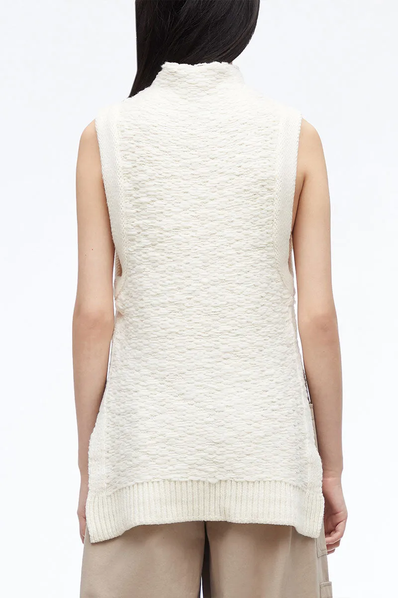 Wool Jacquard Mockneck Top