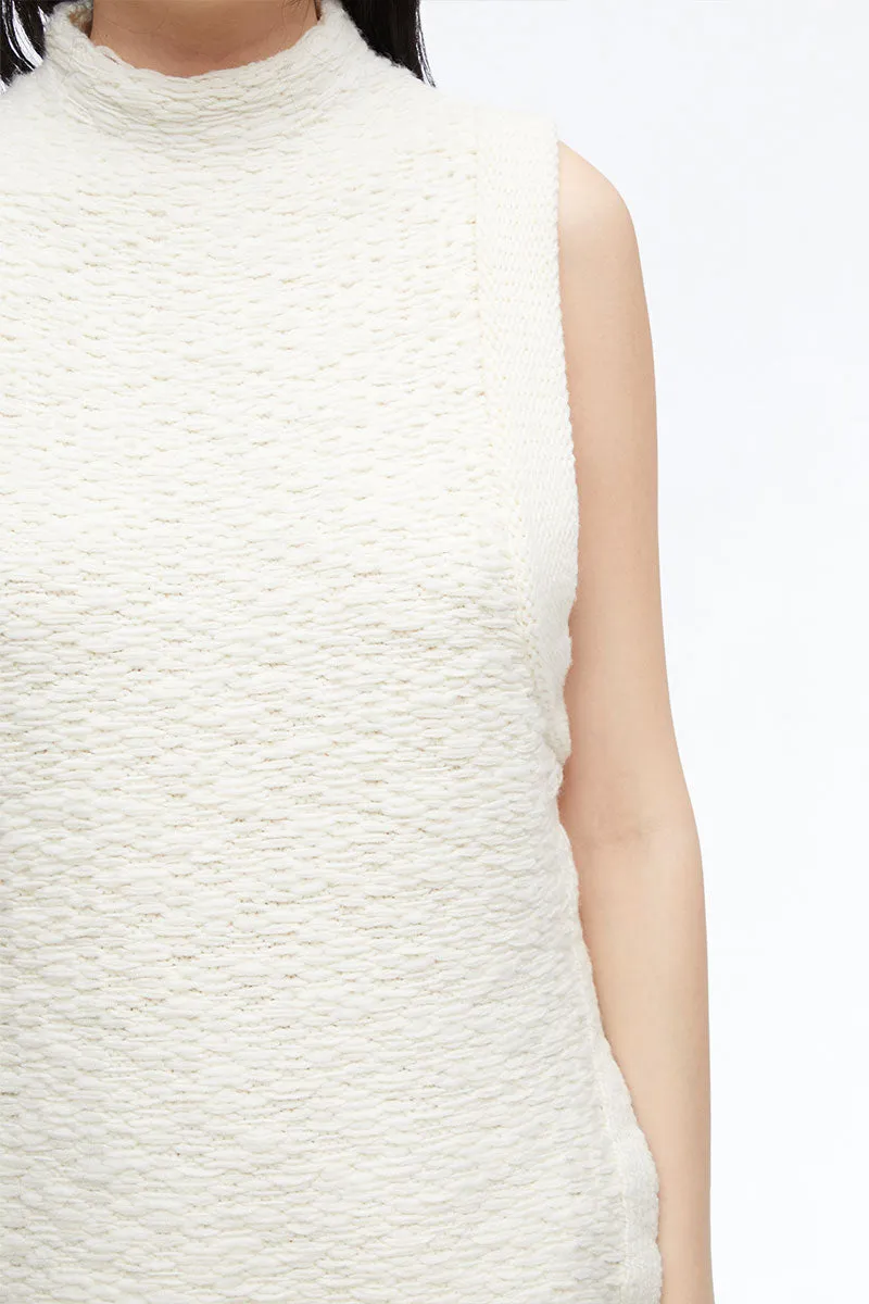 Wool Jacquard Mockneck Top